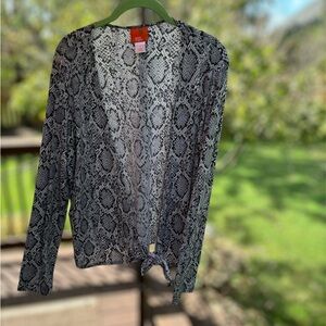 Hearts Of Palm Women's Open Cardigan Faux Snake Design Size Medium